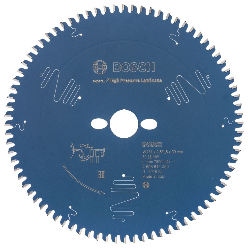 Image of Bosch Expert High Pressure Laminate Circular Saw Blade 254mm x 30mm 80T 