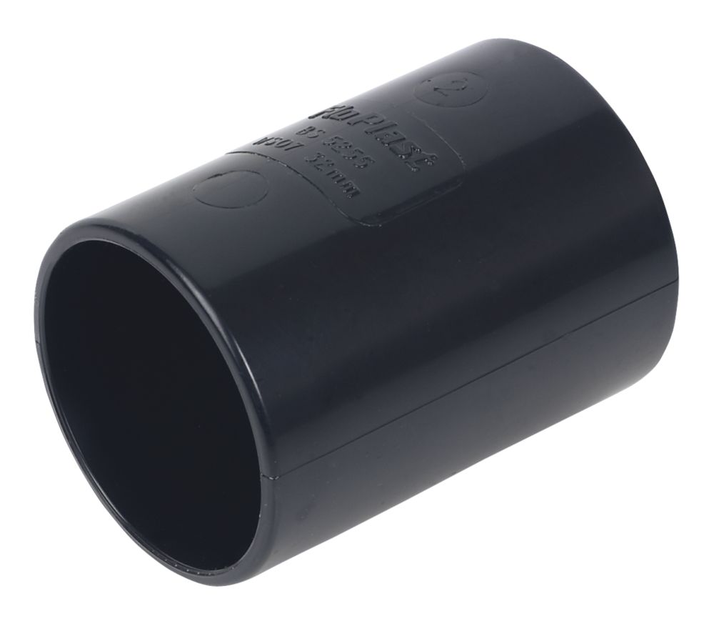 Image of FloPlast Solvent Weld Straight Couplers 32mm x 32mm Black 5 Pack 