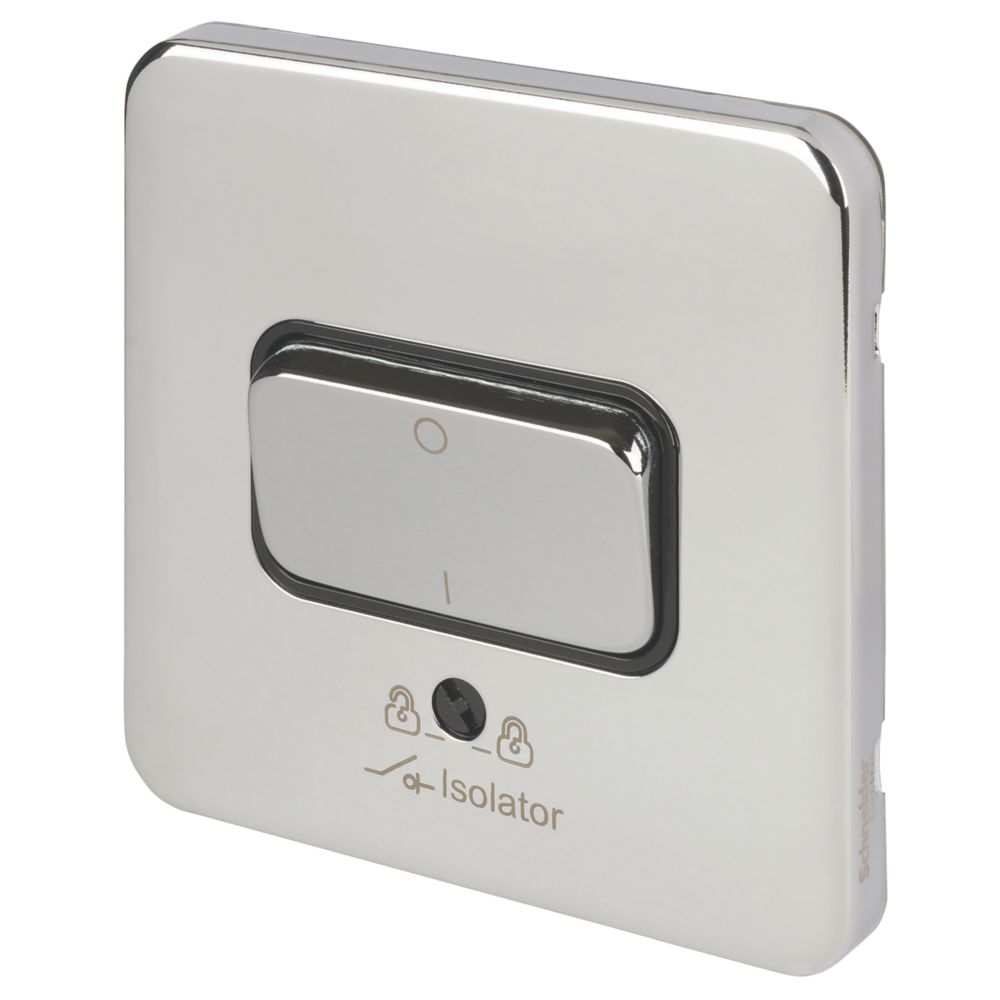 Image of Schneider Electric Lisse Deco 10A 1-Gang 3-Pole Fan Isolator Switch Polished Chrome with Black Inserts 