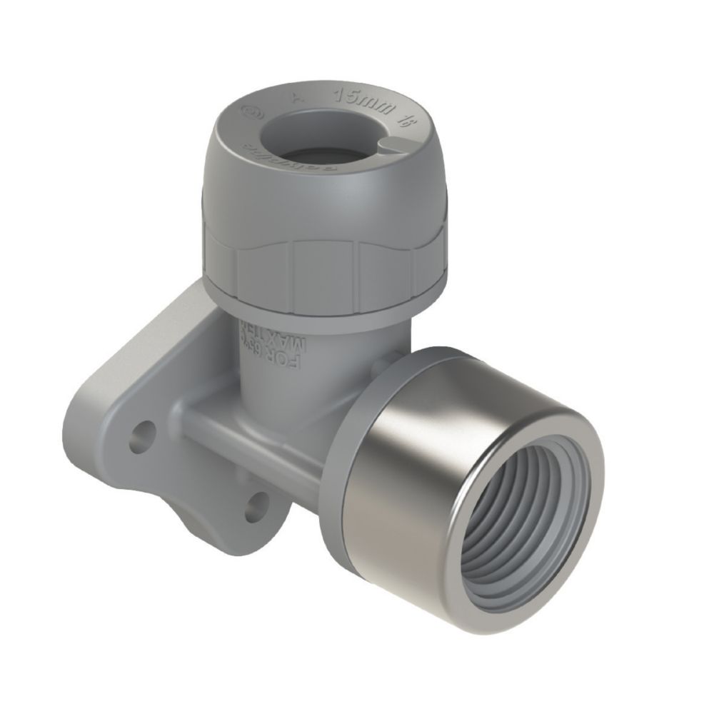 Image of PolyPlumb Plastic Push-Fit Equal 90Â° Wallplate Elbow 15mm 