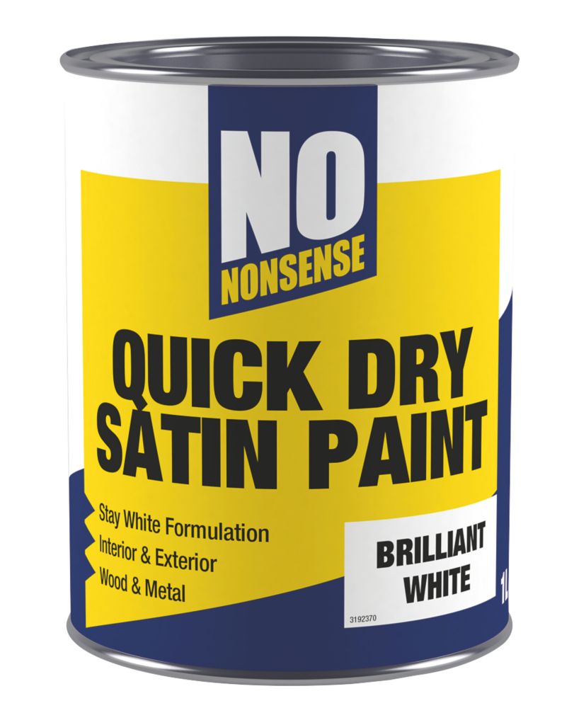 Image of No Nonsense Satin Brilliant White Acrylic Water-Based Paint 1Ltr 