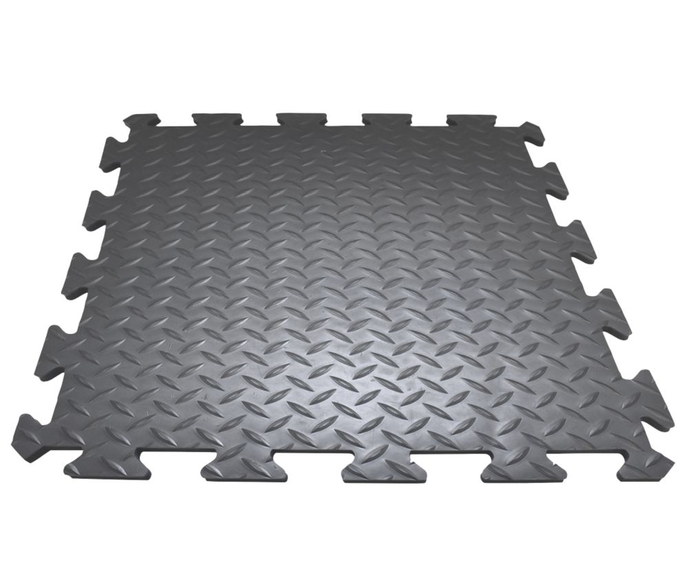 Image of COBA Europe Deckplate Connect Anti-Fatigue Floor Mat Black 0.5m x 0.5m x 14mm 