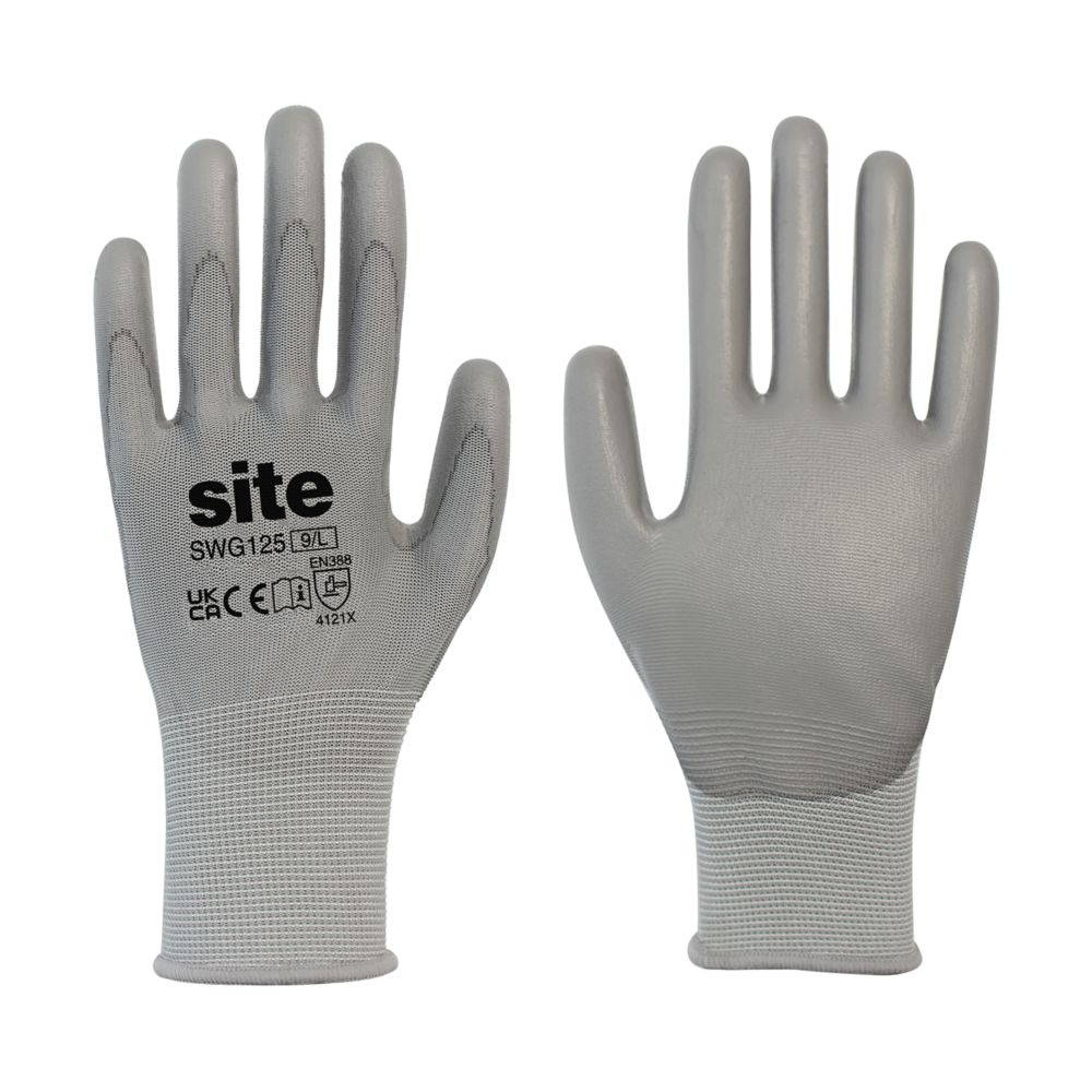 Image of Site ST105 PU Palm Touchscreen Gloves Grey Large 
