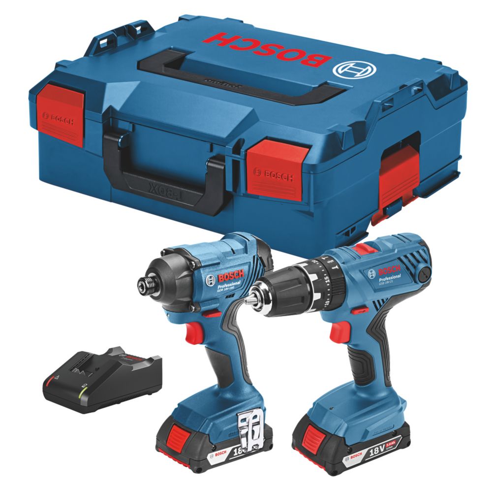 Image of Bosch 06019G5172 18V 2 x 2.0Ah Li-Ion Coolpack Cordless Combi Drill & Impact Driver Twin Pack 