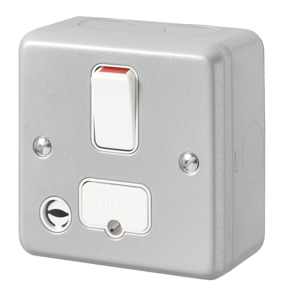 Image of MK Metal-Clad Plus 13A Switched Metal Clad Fused Spur & Flex Outlet with White Inserts 