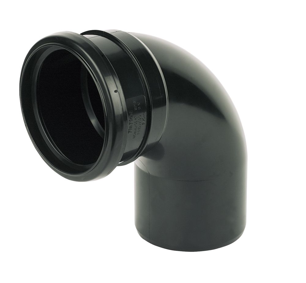 Image of FloPlast Push-Fit 92.5Â° Single Socket Bend Black 110mm 