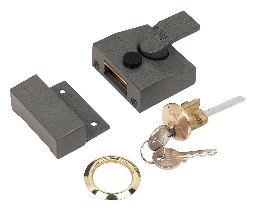 Image of Yale 630085001702 Narrow Night Latch Grey 40mm Backset 