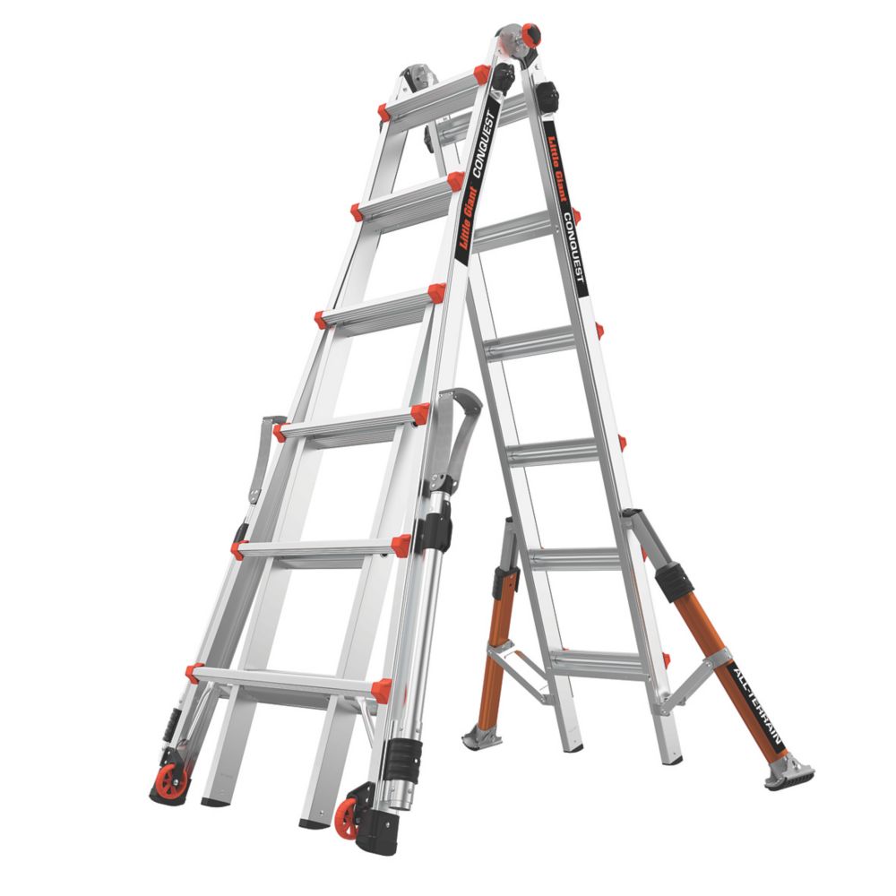 Image of Little Giant 6-Rung Conquest All-Terrain PRO 4-Section 5-Way Aerospace Grade Aluminium Multipurpose Ladder 6.9m 