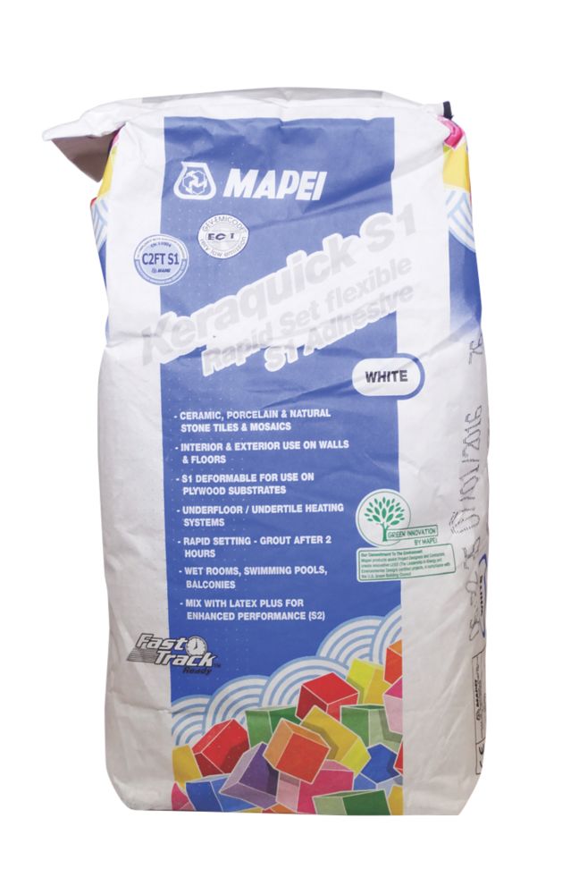 Image of Mapei Keraquick Wall & Floor Rapid-Set Flexible Tile Adhesive White 10kg 