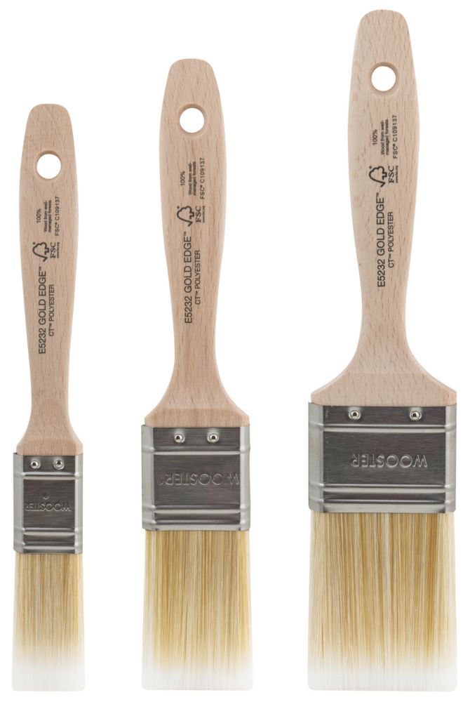 Image of Wooster Gold Edge Cutting-In Paintbrushes 3 Piece Set 