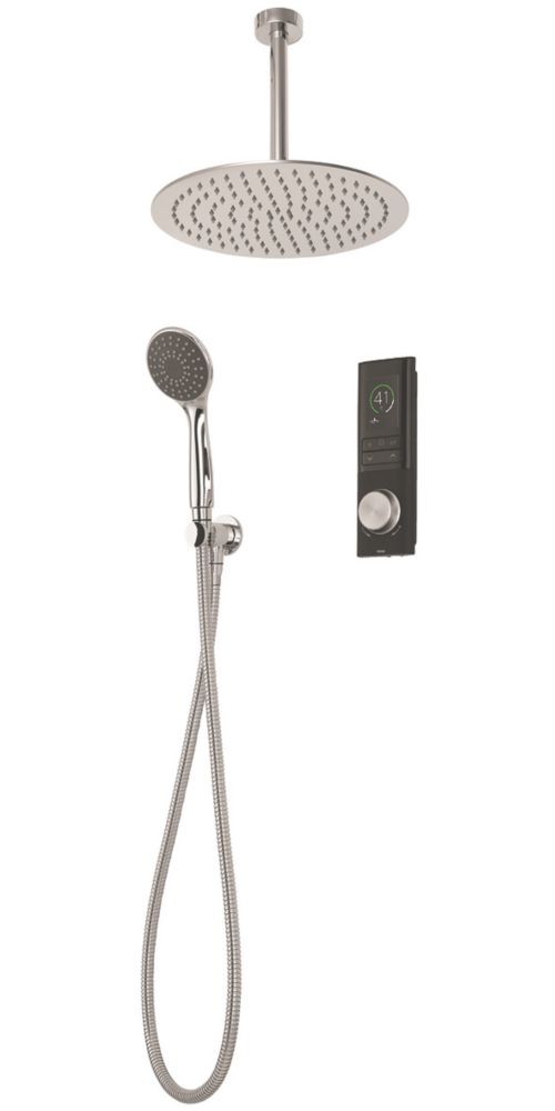 Image of Triton H2ome HP/Combi Ceiling & Rear Fed Dual Outlet Chrome / Black Thermostatic Digital Shower 