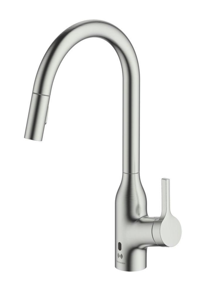 Image of Clearwater Amelio AML10BN Battery-Powered Sensor Tap with Twin Spray Pull-Out Brushed Nickel PVD 