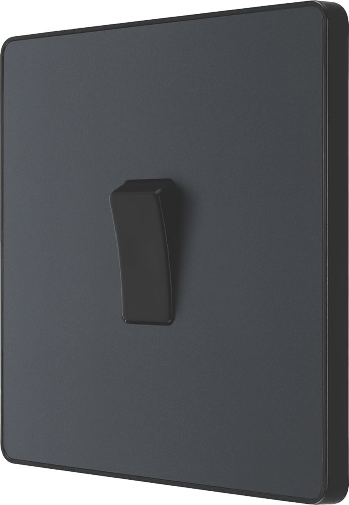 Image of British General Evolve 20A 16AX 1-Gang Intermediate Light Switch Grey with Black Inserts 