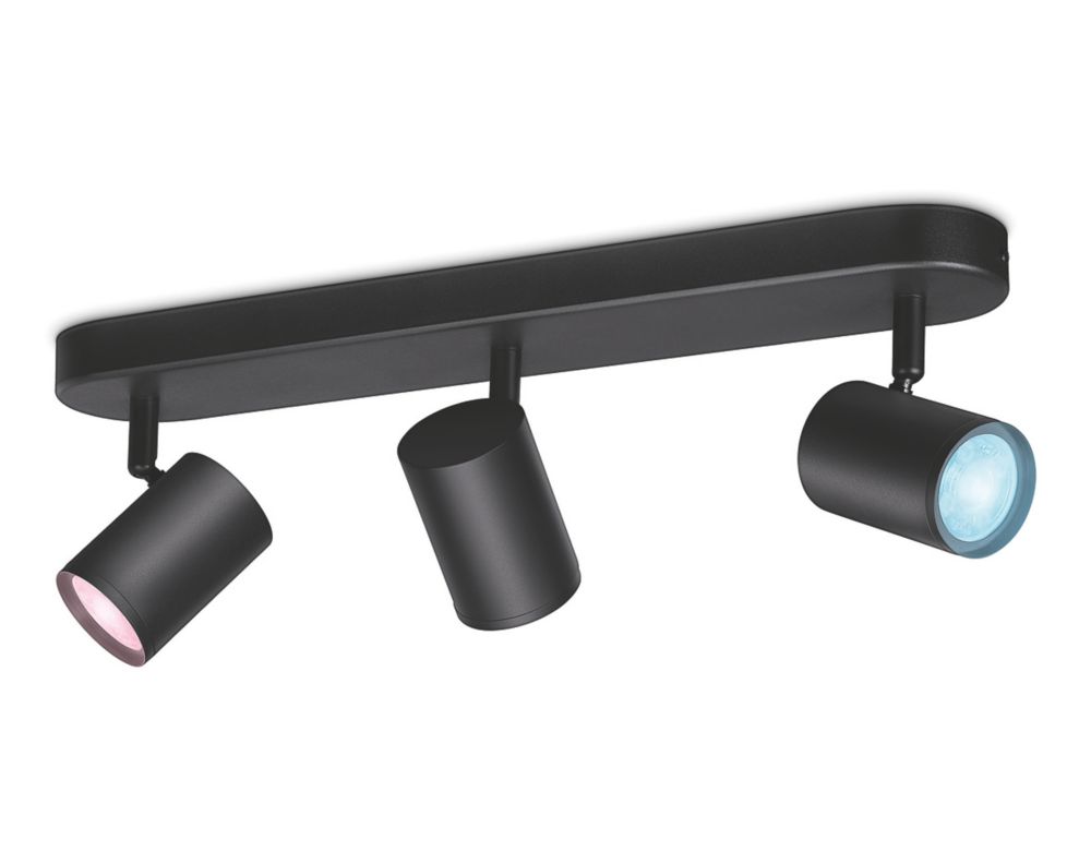 Image of WiZ Imageo RGB & White LED Wifi-Connected 3 Adjustable Spotlights Black 15W 1035lm 