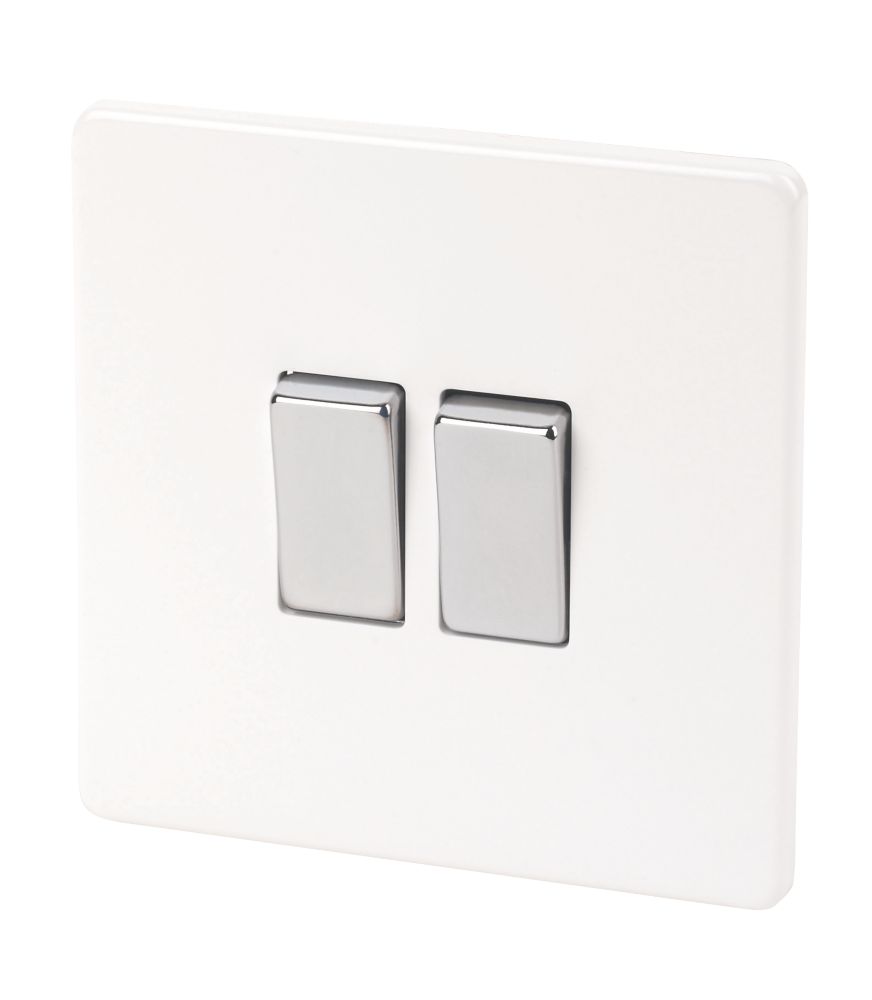Image of Varilight 10AX 2-Gang 2-Way Light Switch Ice White 