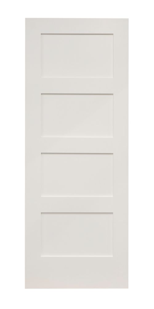 Image of Primed White Wooden 4-Panel Shaker Internal Door 2040mm x 626mm 