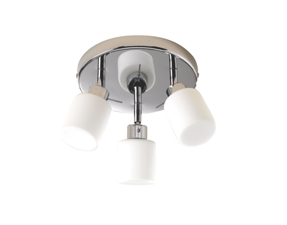 Image of Luxor Cylinder 3-Light Bathroom Spotlight Chrome / White 