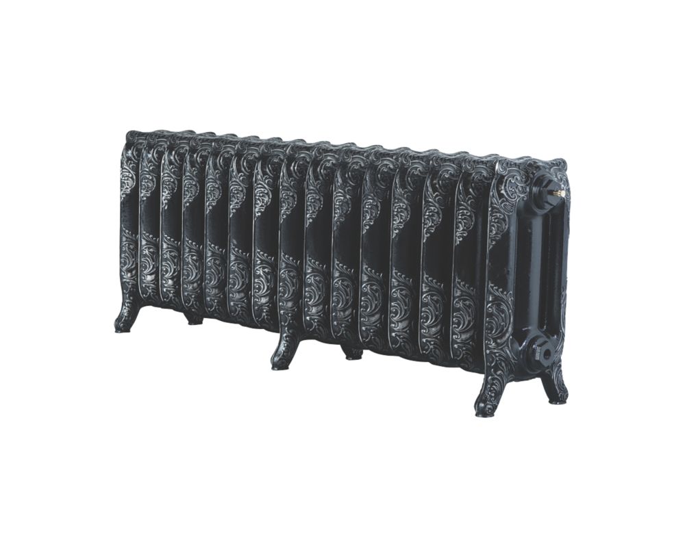 Image of Arroll Montmartre 3-Column Cast Iron Radiator 470mm x 1234mm Black / Silver 4606BTU 