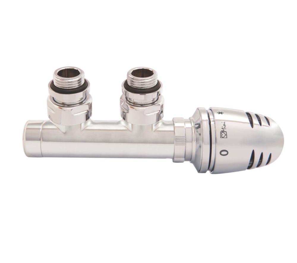 Image of Ximax Design Chrome Angled 50mm Thermostatic Radiator Valve 15mm x 1/2" 