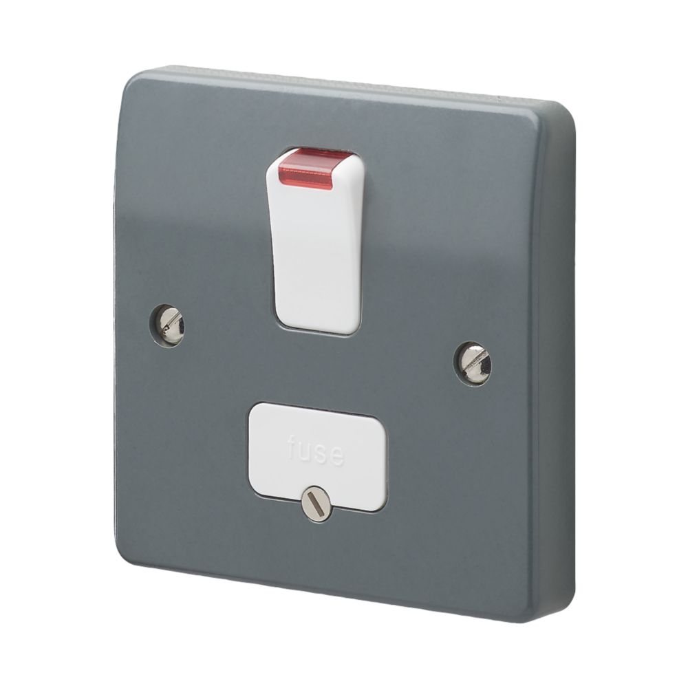 Image of MK Logic Plus 13A Switched Fused Spur with Neon Graphite with White Inserts 
