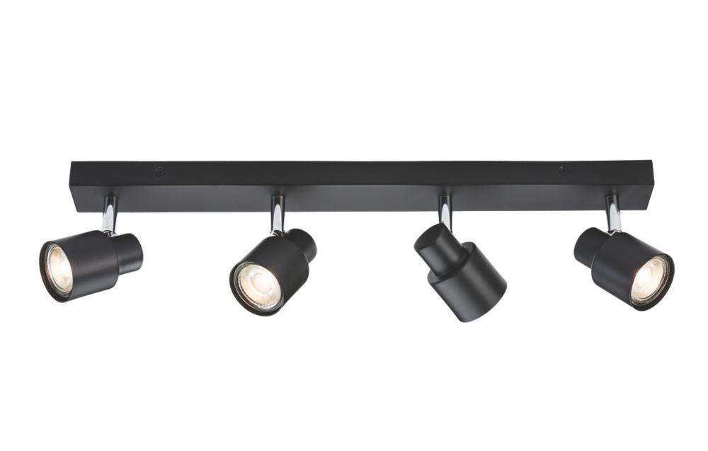 Image of Knightsbridge Round 4-Light Quad GU10 Ceiling Spotlight Matt Black 