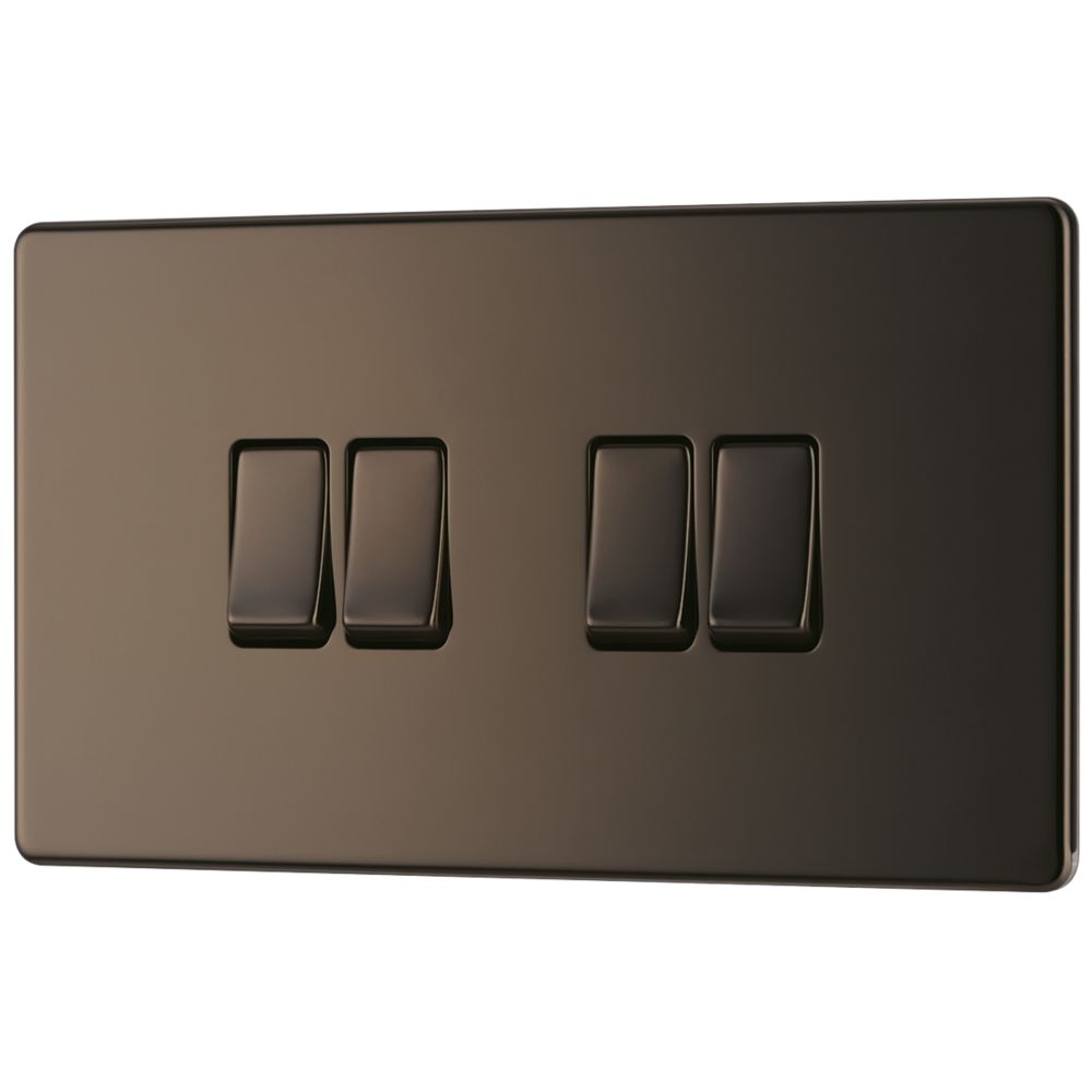 Image of LAP 20A 16AX 4-Gang 2-Way Light Switch Black Nickel 