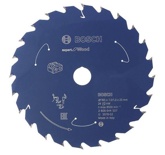 Image of Bosch Expert Wood Circular Saw Blade 165mm x 20mm 24T 