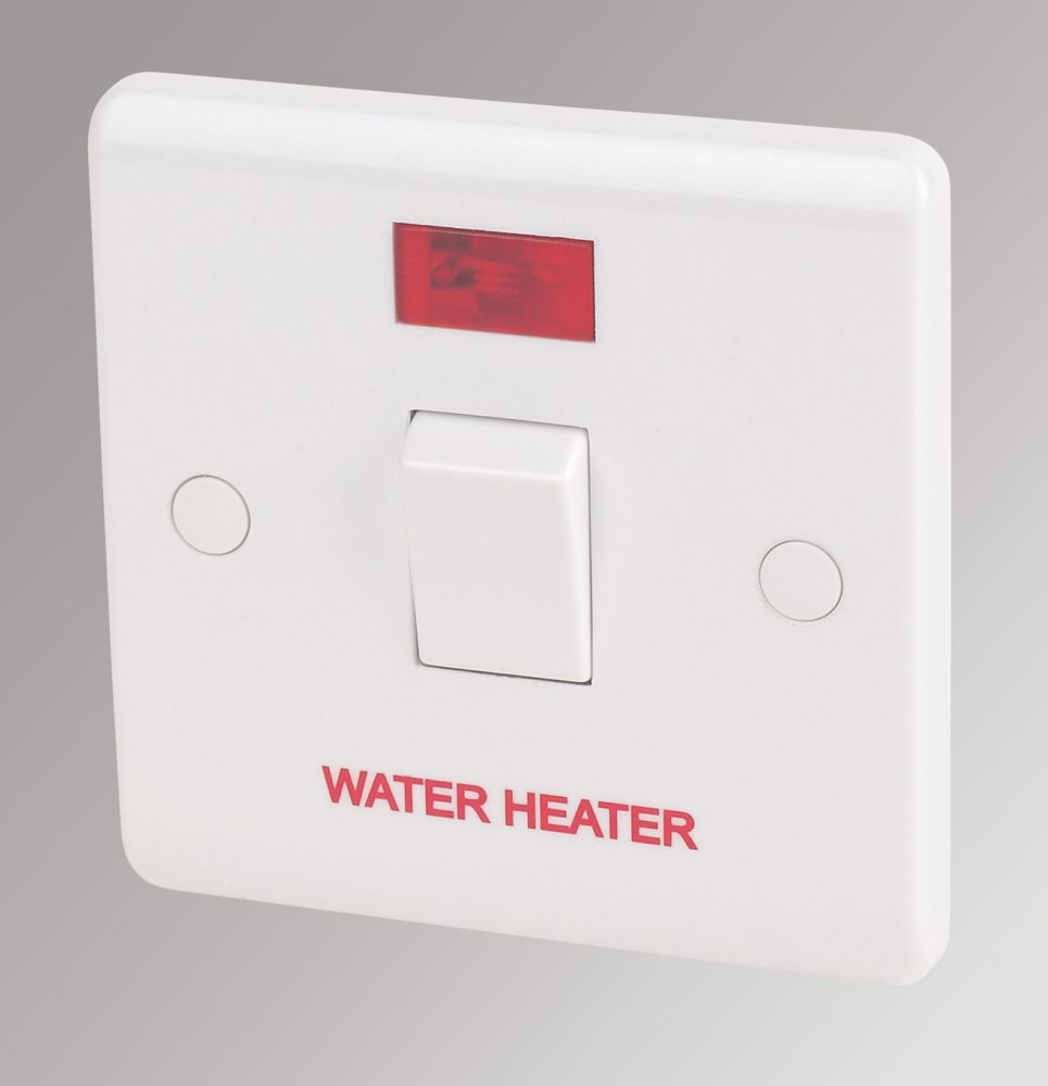 Image of LAP 20A 1-Gang DP Water Heater Switch White with Neon 