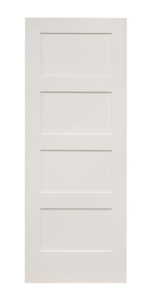 Image of Primed White Wooden 4-Panel Shaker Internal Door 2032mm x 813mm 