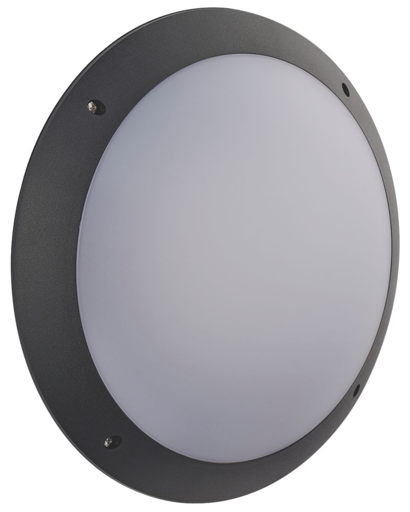 Image of Seran Outdoor Round LED Bulkhead Matt Black 12W 1000lm 