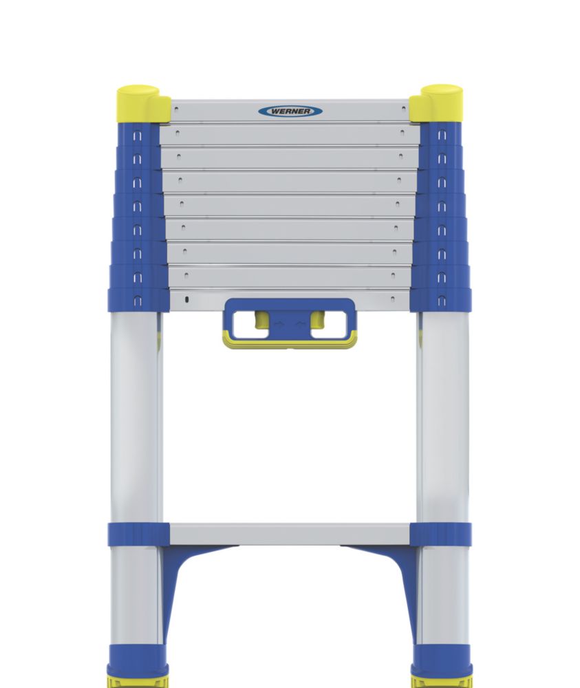 Image of Werner Anodised Aluminium & Plastic Soft-Close Telescopic Ladder 2.9m 