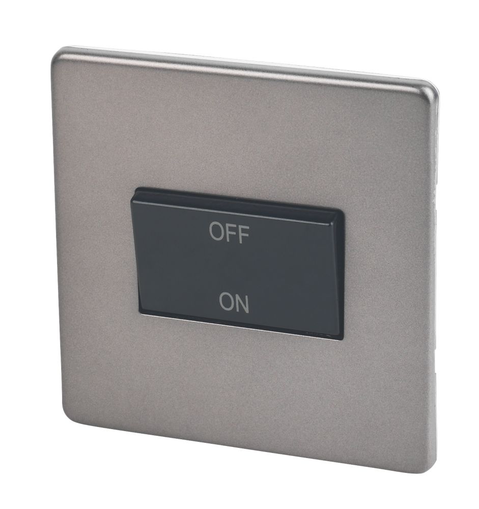 Image of Varilight 10AX 1-Gang 3-Pole Fan Isolator Switch Slate Grey with Black Inserts 