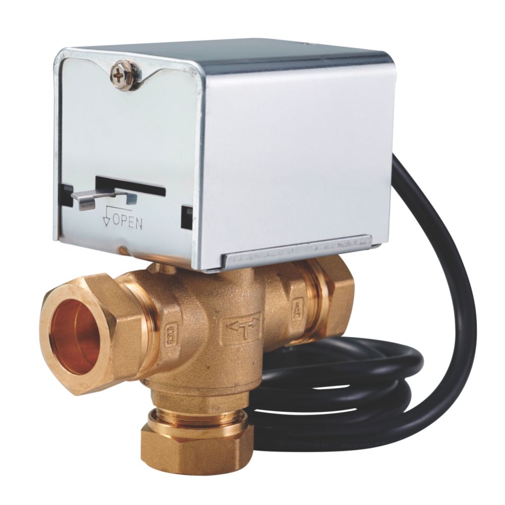 Image of Flomasta 27901SX 3 Port Motorised Valve 22mm 22mm Compression 