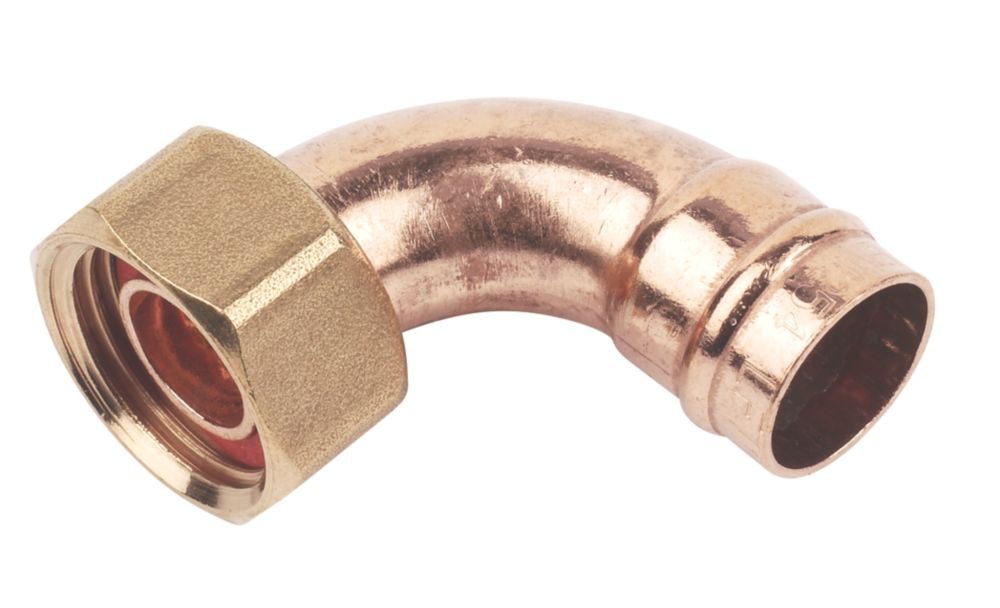 Image of Flomasta Solder Ring Angled Tap Connectors 15mm x 1/2" 5 Pack 