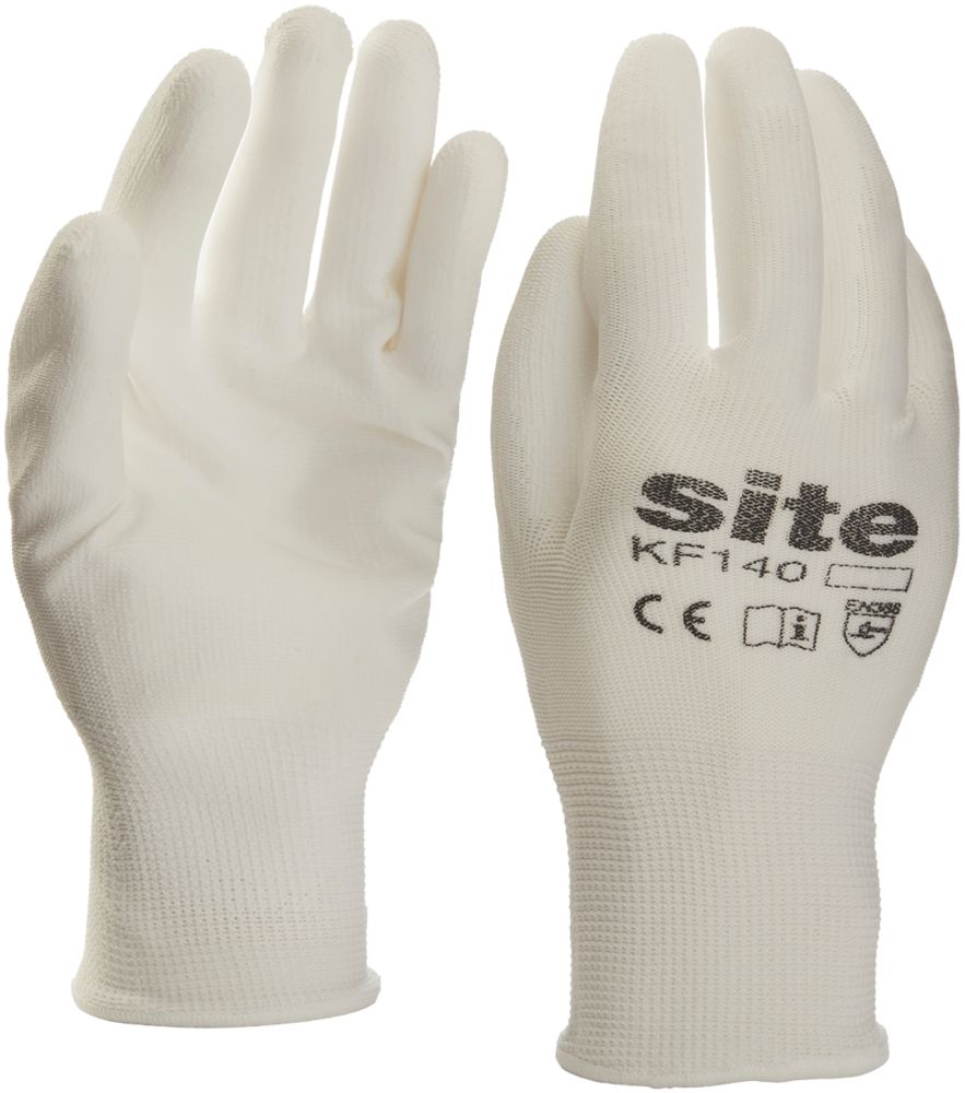 Image of Site 140 PU Palm Dip Gloves White Large 