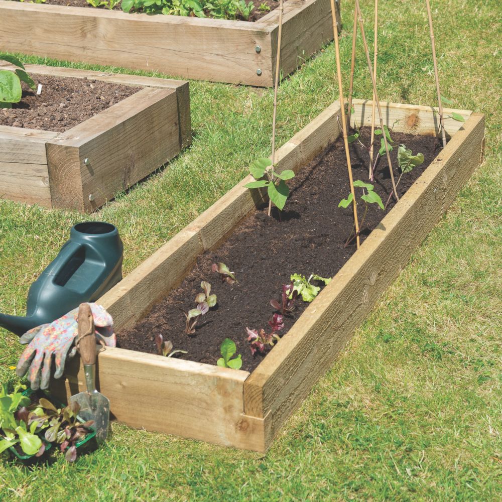 Image of Forest Rectangular Raised Bed Natural Timber 1800mm x 450mm x 140mm 
