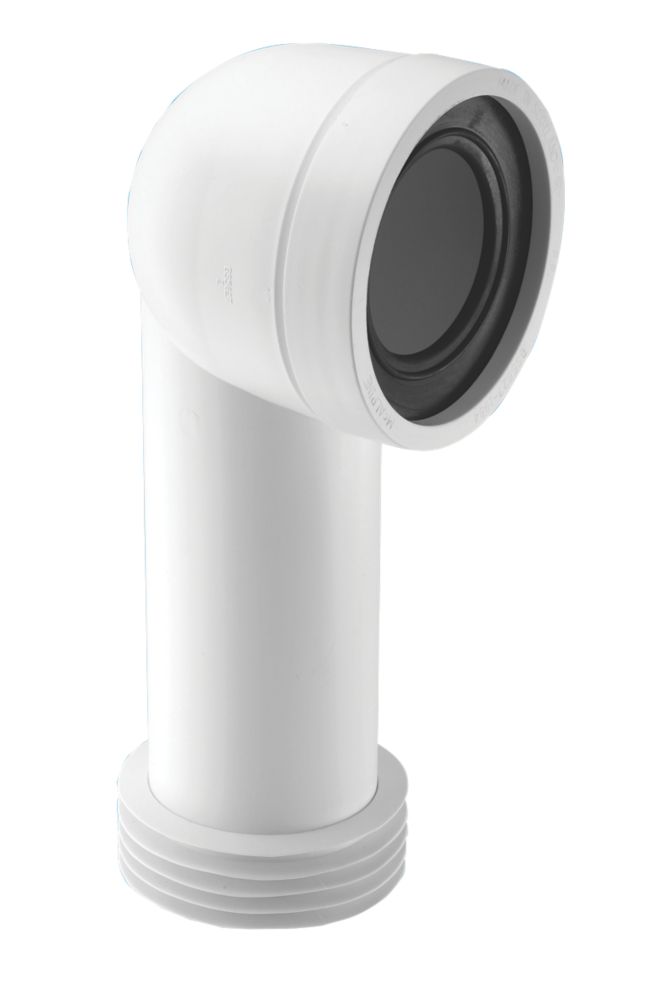 Image of McAlpine Rigid 90Â° Angled WC Pan Connector White 200-300mm 