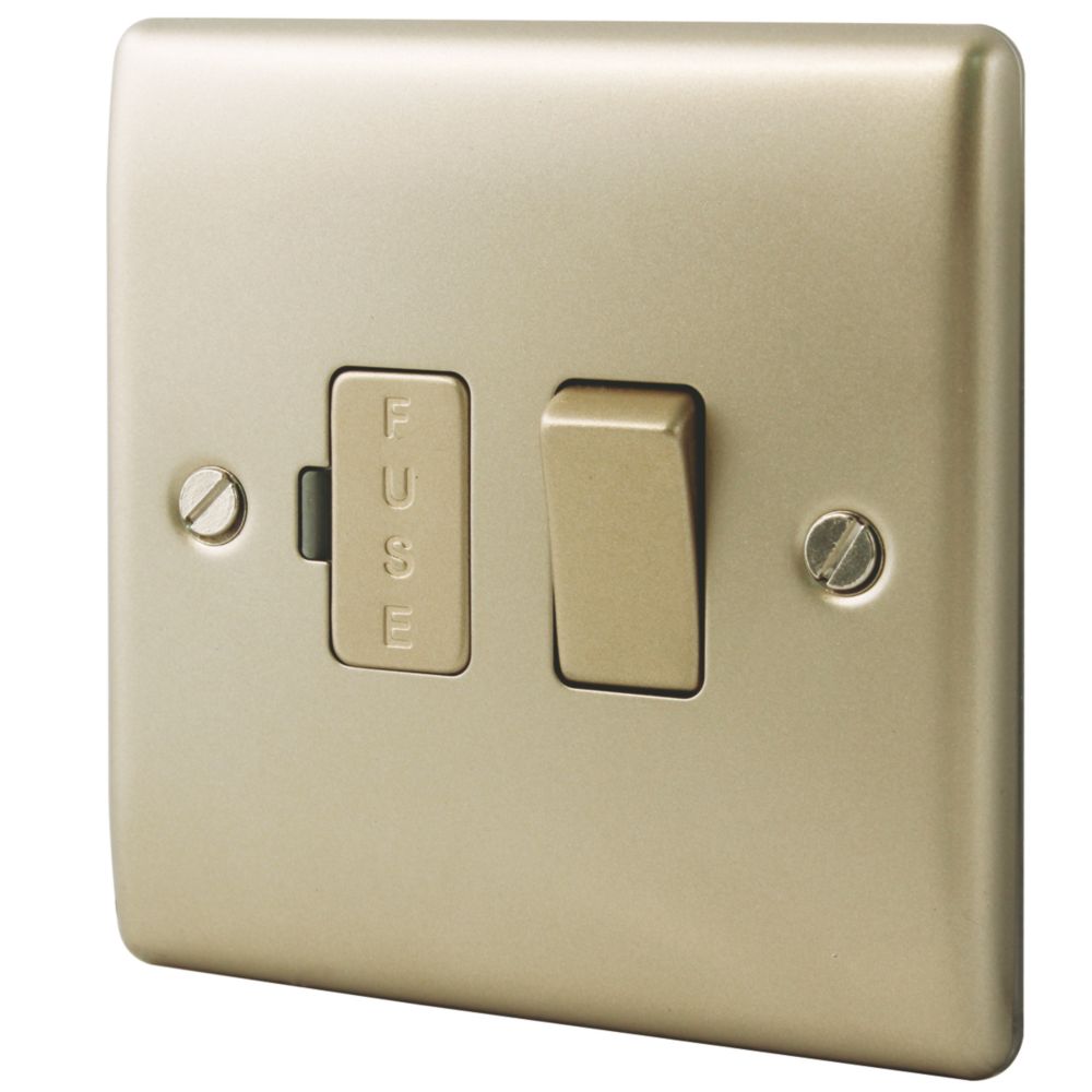 Image of British General Nexus Metal 13A Switched Fused Spur with LED Pearl Nickel 