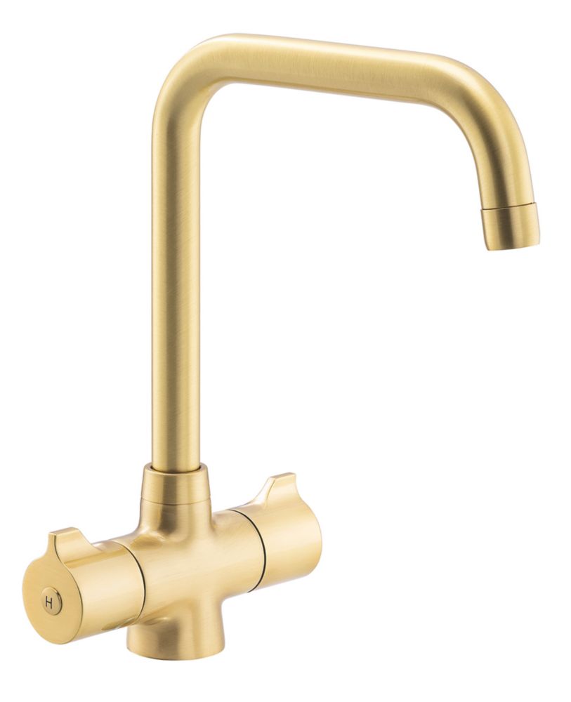 Image of Streame by Abode Crescendo Quad Dual-Lever Mono Mixer Brushed Brass 