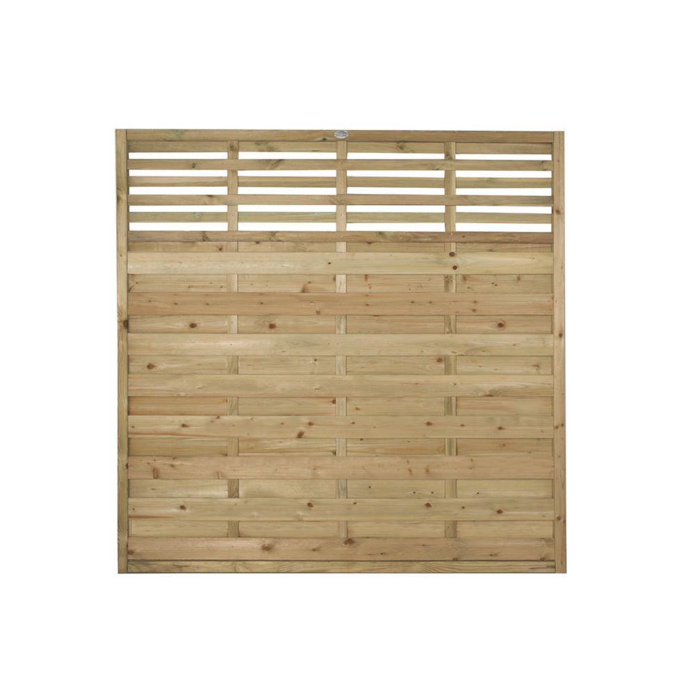 Image of Forest Kyoto Slatted Top Fence Panels Natural Timber 6' x 6' Pack of 3 