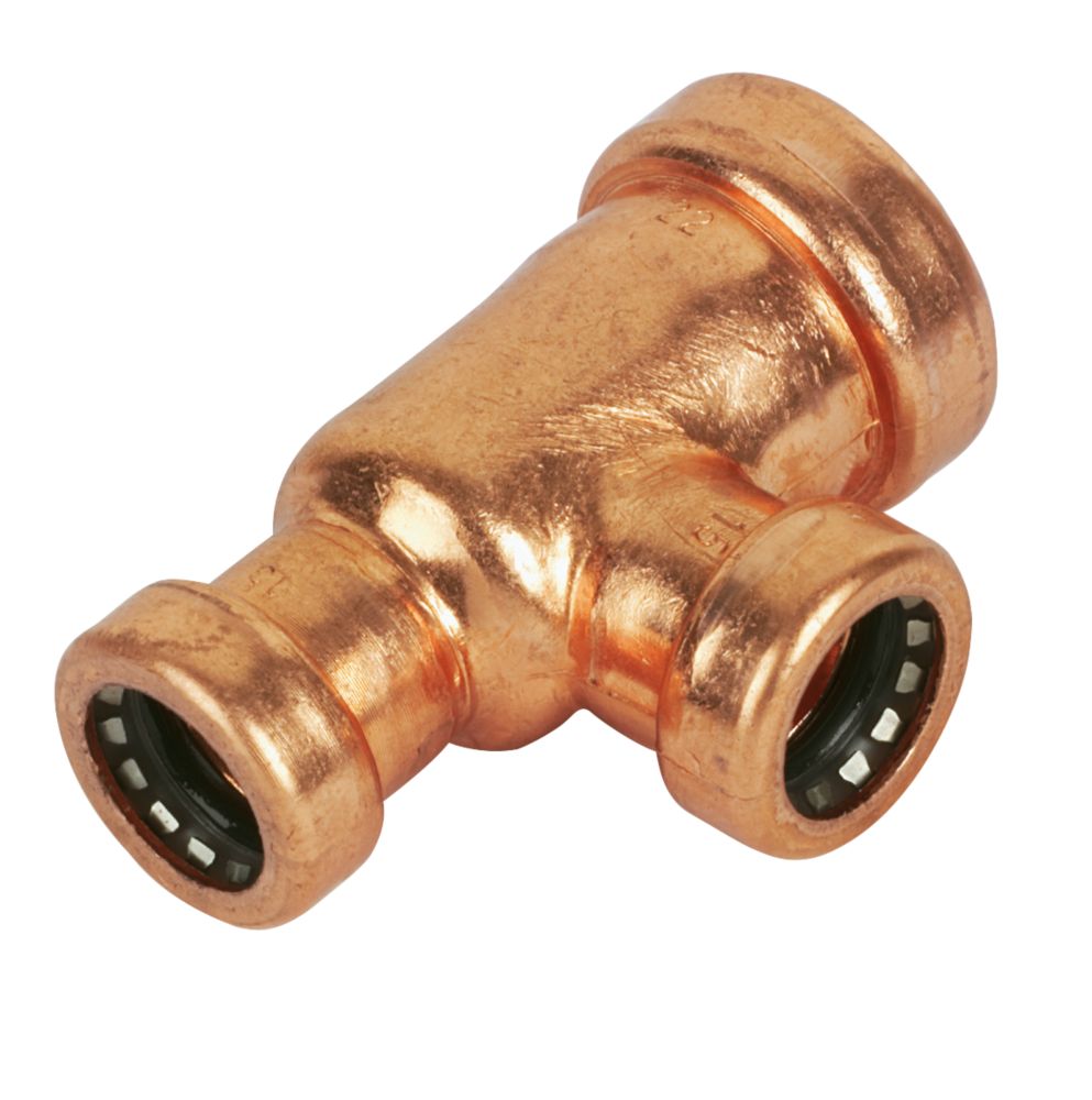 Image of Tectite Sprint Copper Push-Fit Reducing Tee 22mm x 15mm x 15mm 
