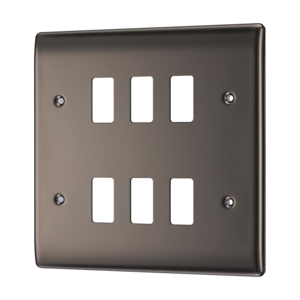 Image of British General Nexus Grid 6-Module Grid Faceplate Black Nickel 