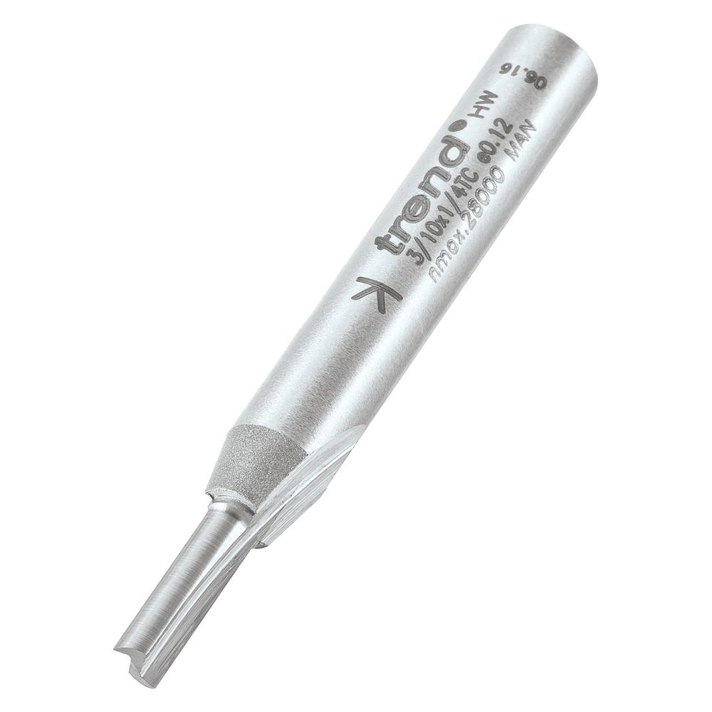 Image of Trend 3/10X1/4TC 1/4" Shank Double-Flute Straight Router Cutter 3.2mm x 11mm 