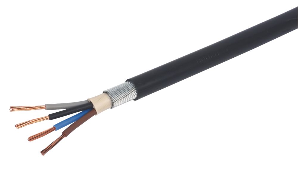 Image of Prysmian 6944X Black 4-Core 4mmÂ² Armoured Cable 25m Coil 