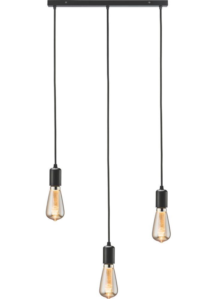 Image of Knightsbridge Contemporary Style 3-Light Bar Pendant Matt Black 