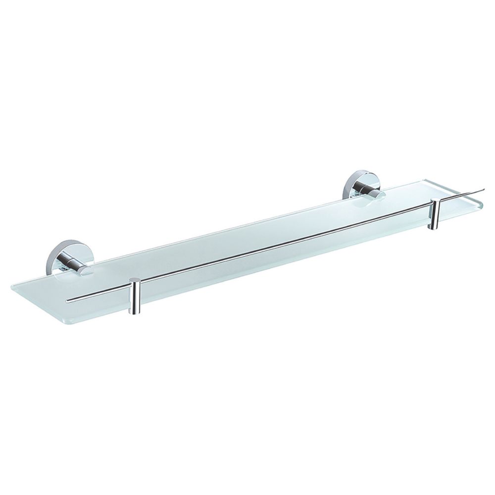 Image of Aqualux Perth Chrome Brass Glass Shelf 635mm x 70mm x 145mm 