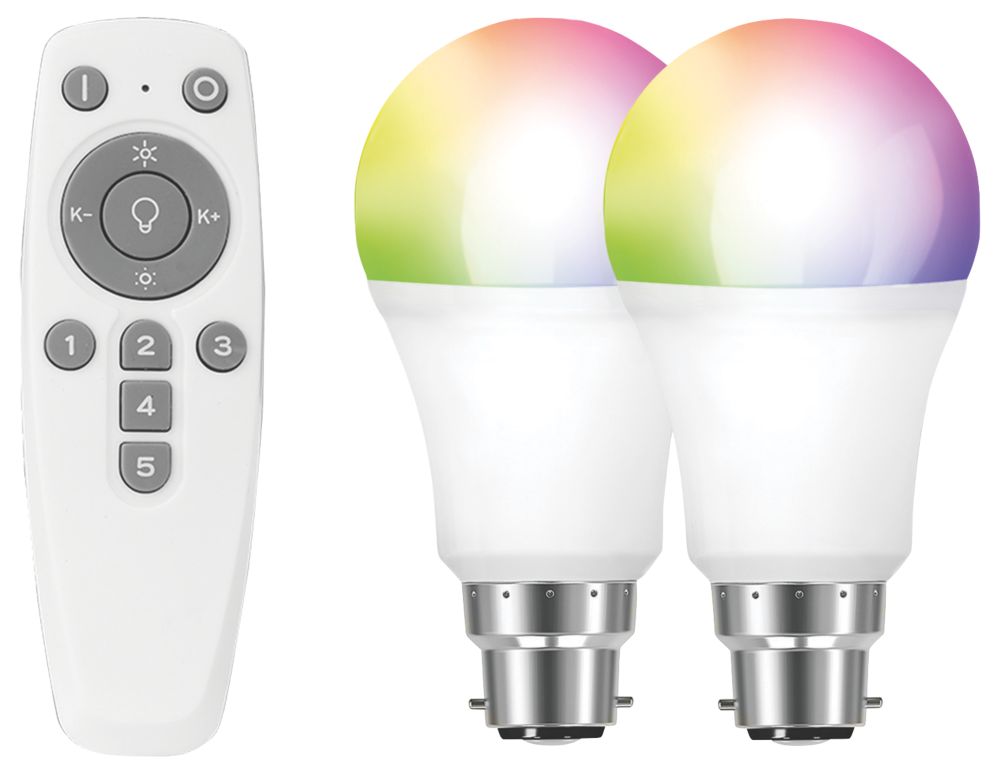 Image of Aurora Aone BC A160 RGB & White LED Bluetooth Light Bulbs with Remote 8W 800lm 3 Piece Set 