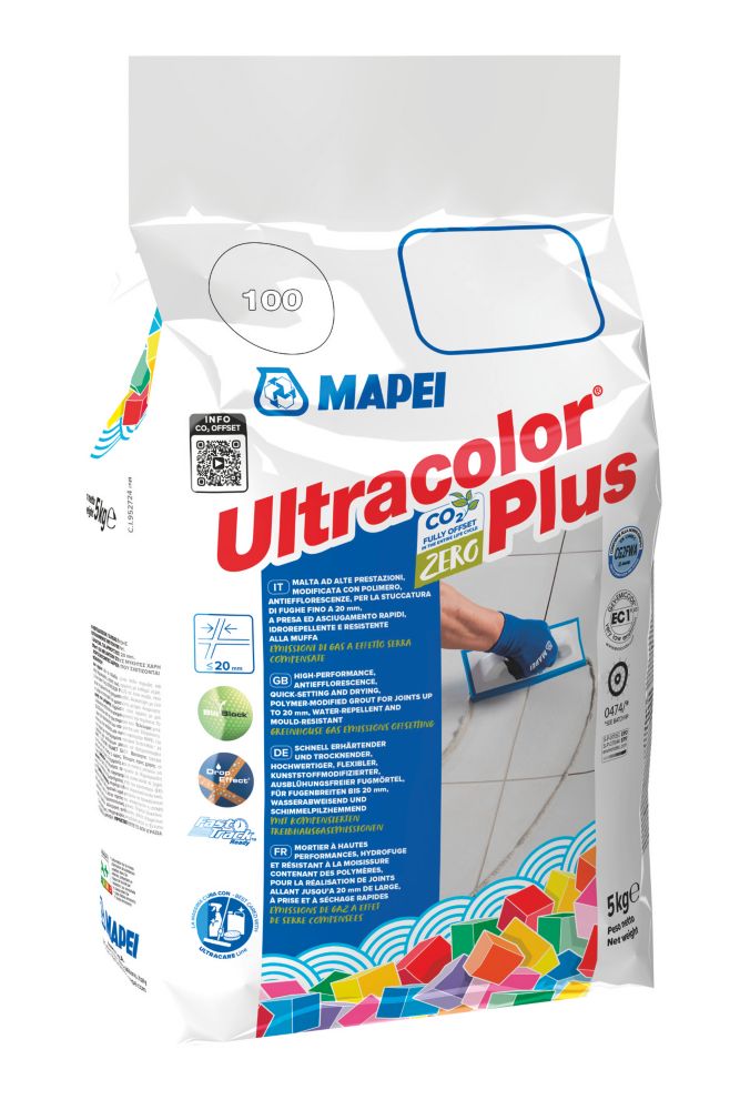 Image of Mapei Ultracolor Plus Wall & Floor Grout White 5kg 