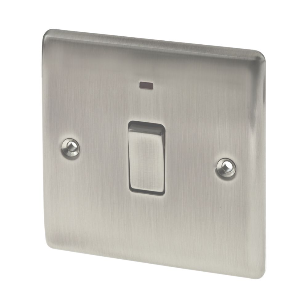 Image of British General Nexus Metal 20A 1-Gang DP Control Switch Brushed Iridium with LED 