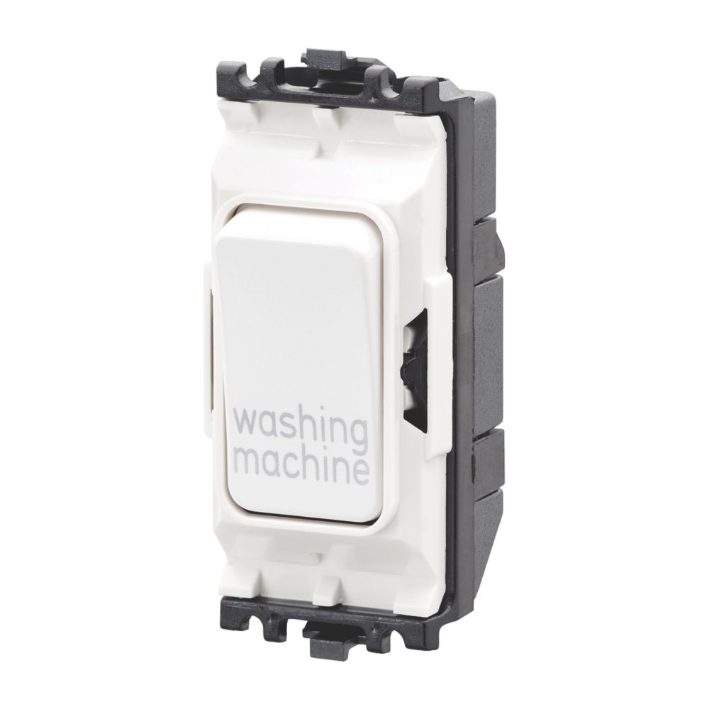 Image of MK Grid Plus 20A Grid DP Washing Machine Switch White with Colour-Matched Inserts 